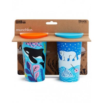 PACK VASOS ANTIGOTEO MUNCHKIN MIRACLE 360º 265ML ORCA/OSO POLAR